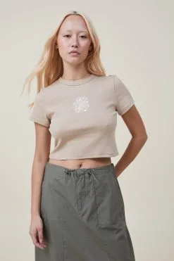 Cotton On Women Micro Fit Rib Graphic Tee