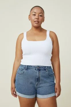 Cotton On Women Curve High Rise Classic Stretch Denim Short