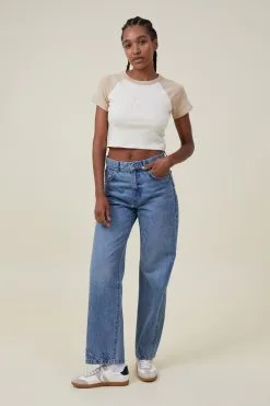 Cotton On Women Micro Fit Rib Raglan Graphic Tee