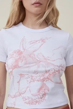 Cotton On Women Fitted Rib Graphic Longline Tee -Sweaters And Cardigans Sales 2055917 04 4