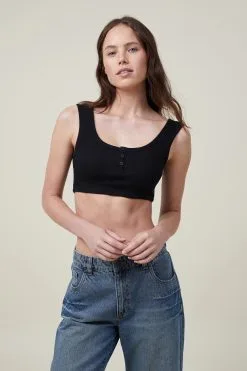 Cotton On Women Frankie Crop Henley Tank