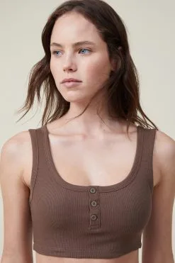 Cotton On Women Frankie Crop Henley Tank -Sweaters And Cardigans Sales 2056245 03 4